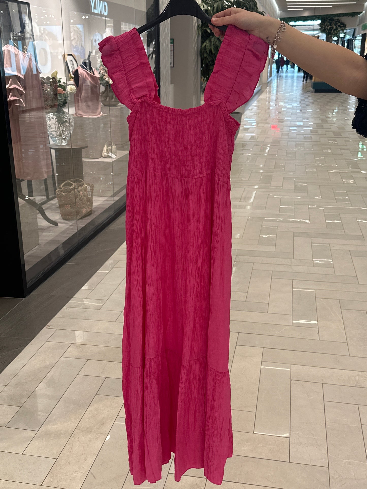 Smock klänning cerise rosa