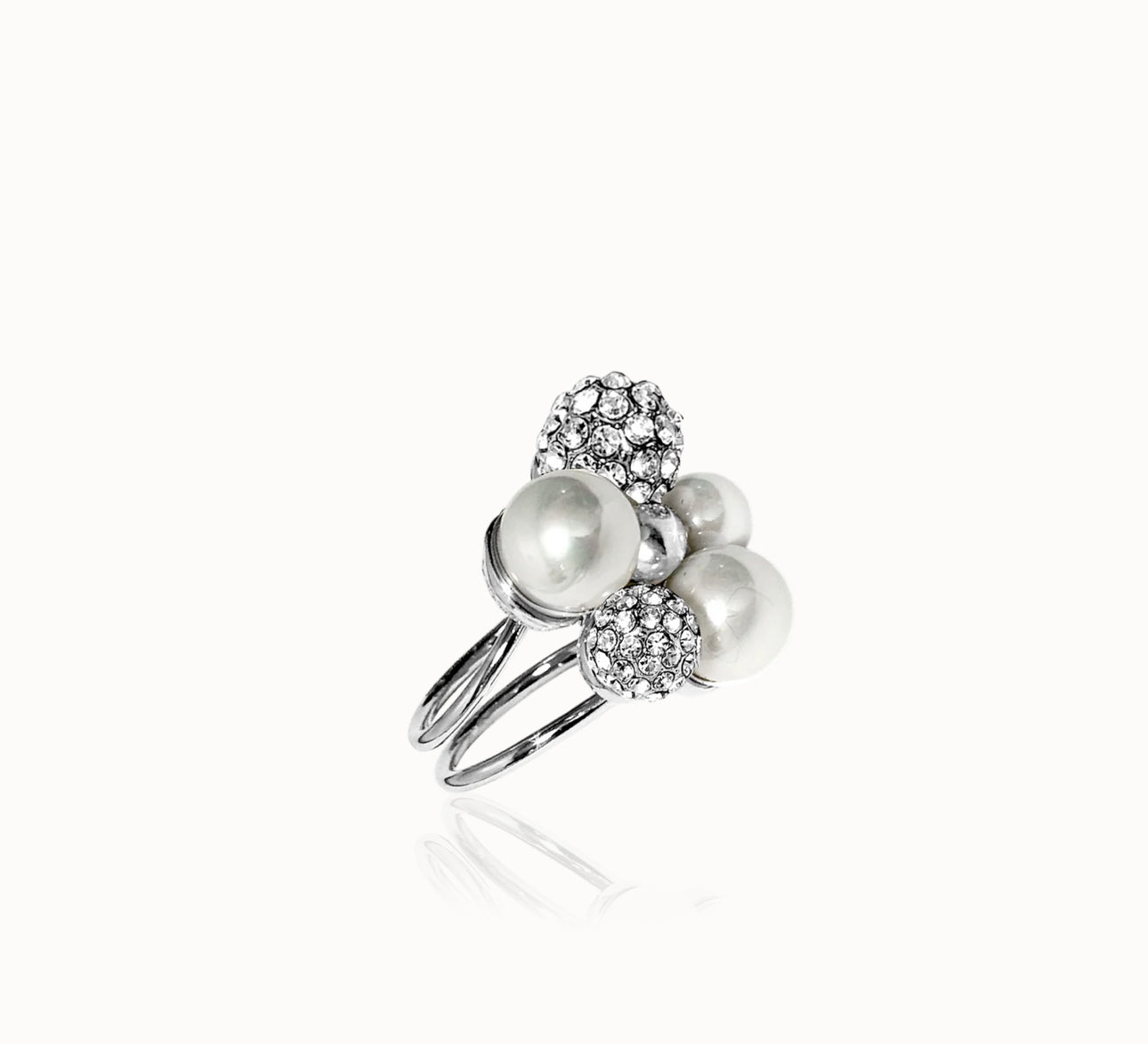 Berry pearl crystal ring - silver