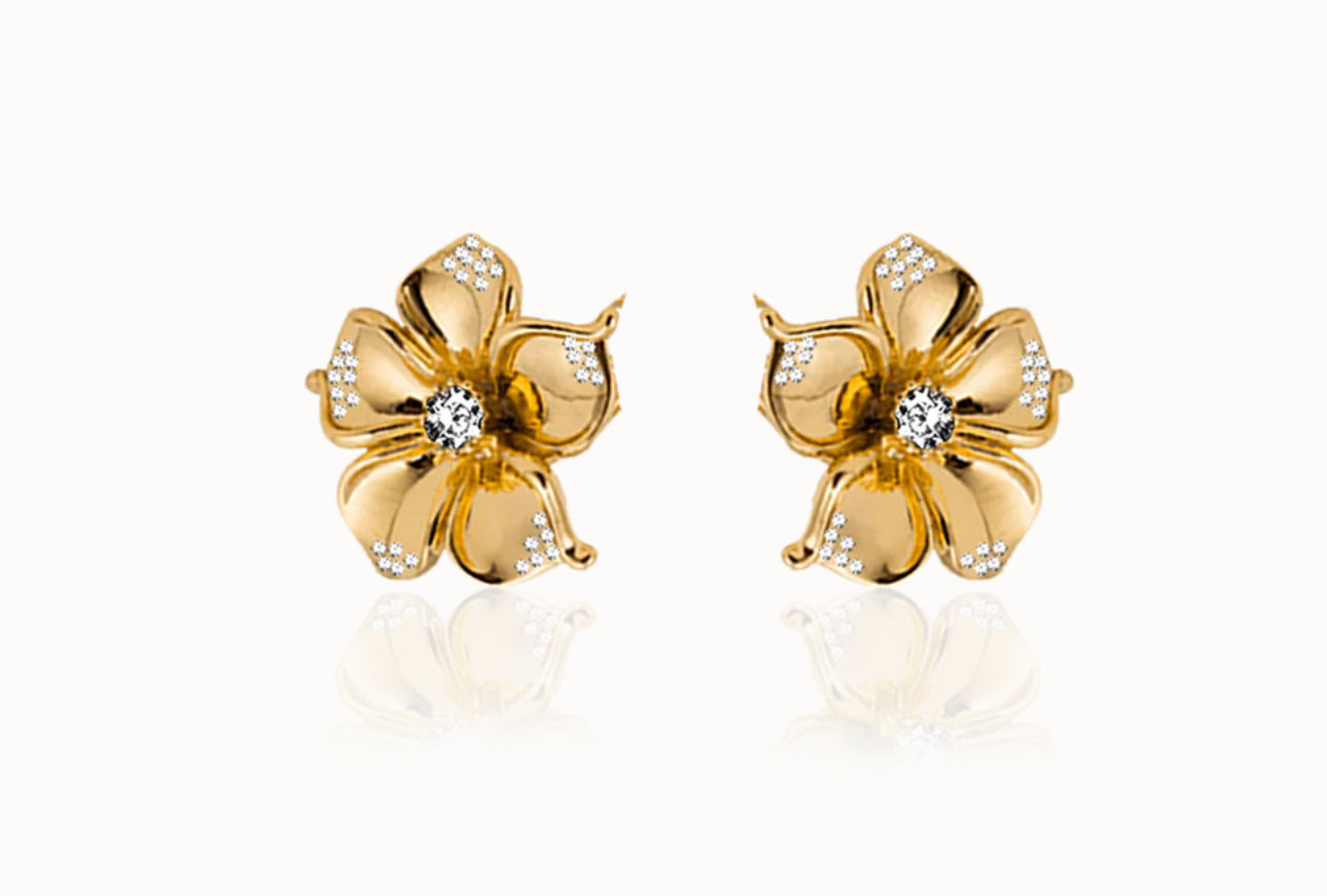 La fleur crystal earrings- guld