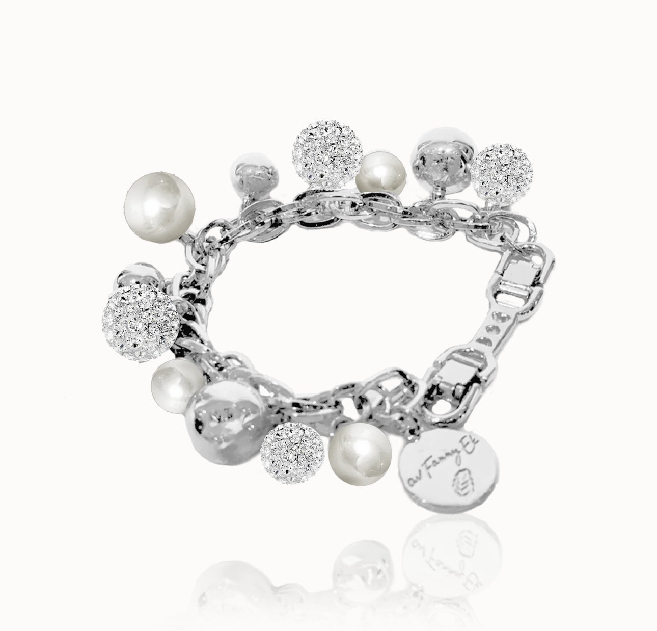 Berry pearl crystal bracelet - silver