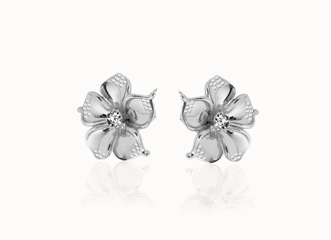 La fleur crystal earrings - silver