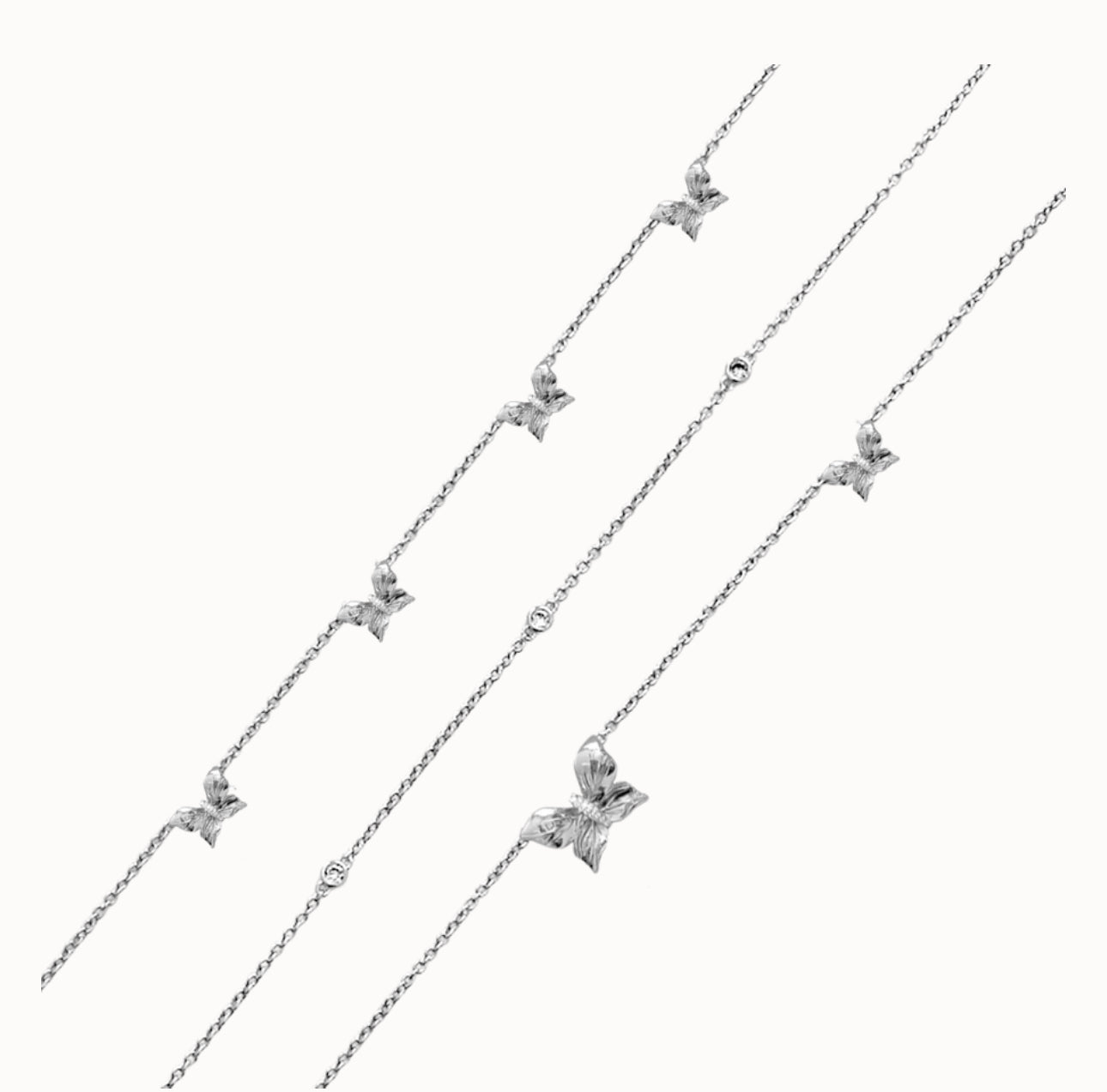 Papillon crystal multi necklace - silver