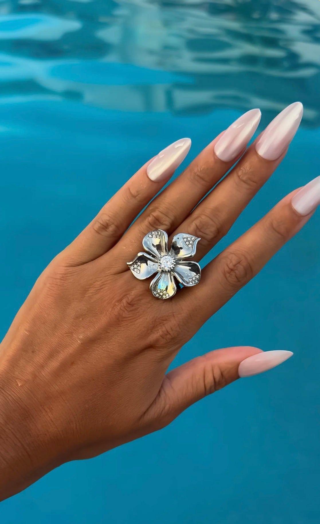 La fleur crystal ring - guld
