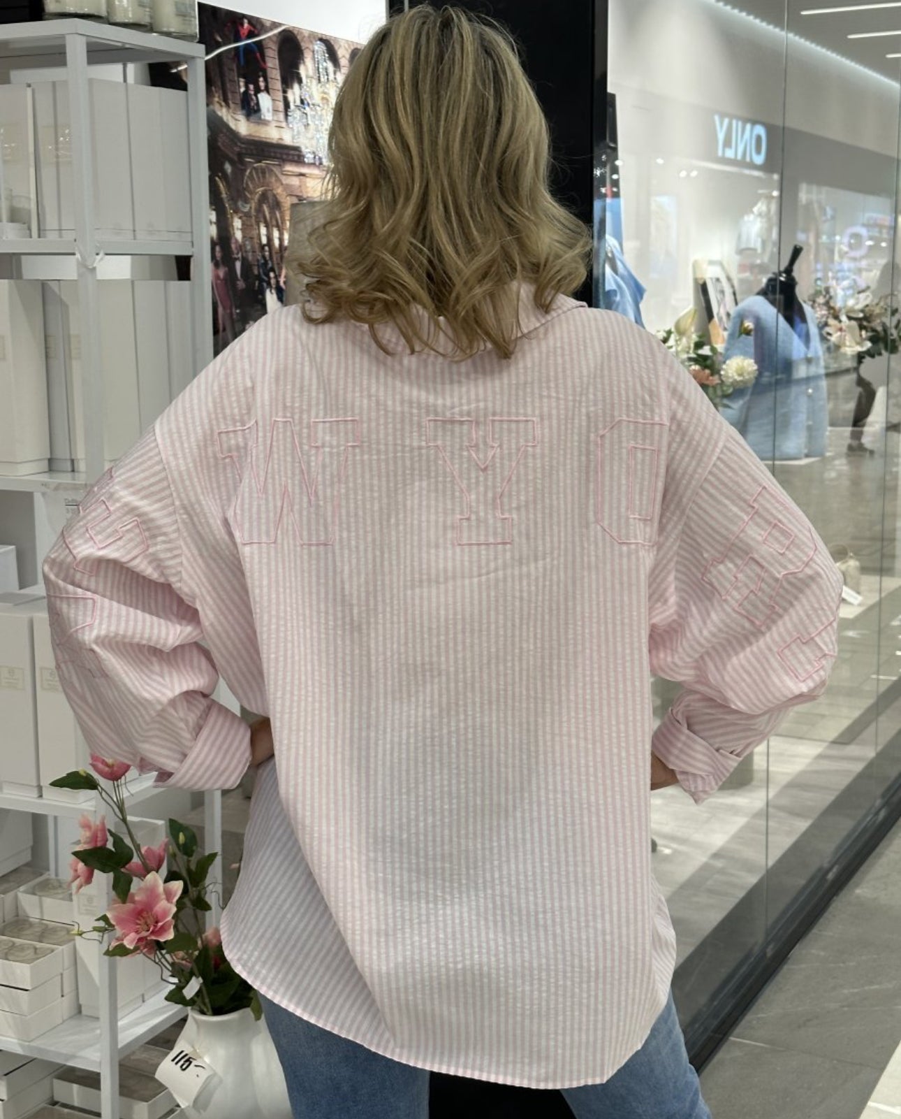 Randig skjorta New York rosa