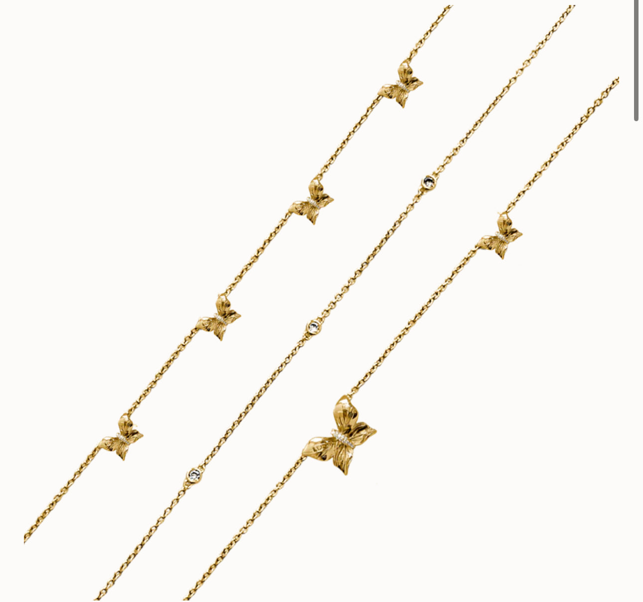 Papillon crystal multi necklace - guld