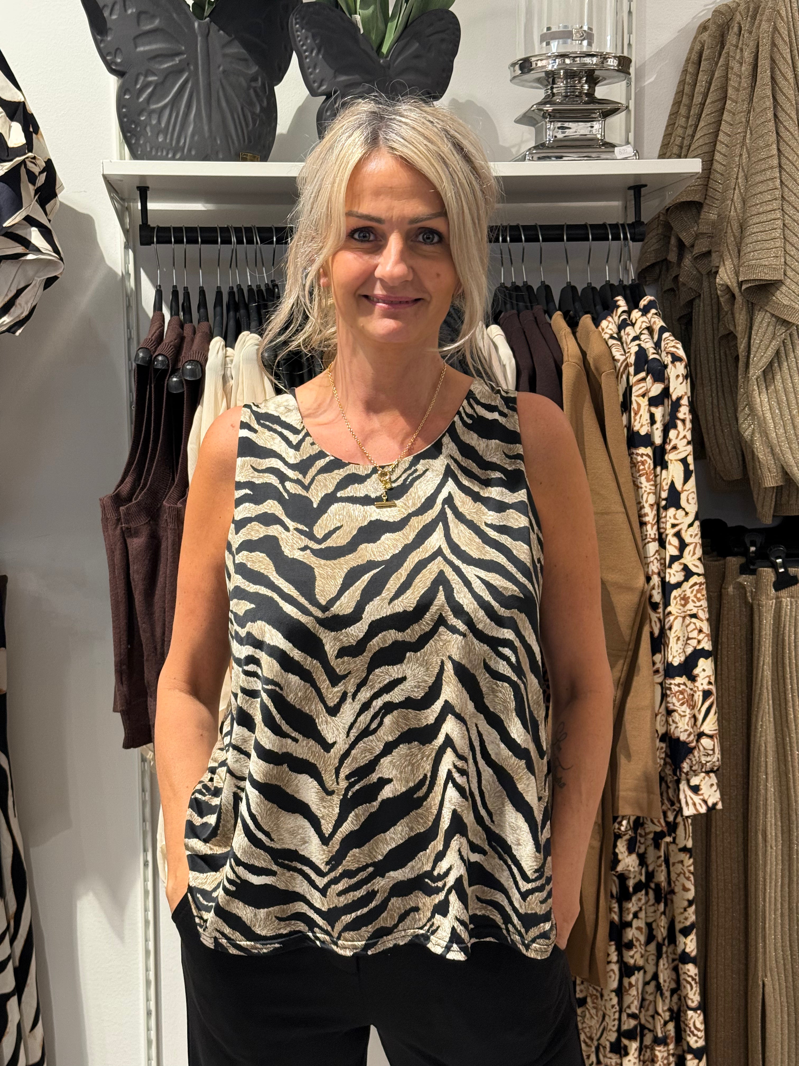 A-linje format linne zebra beige/svart