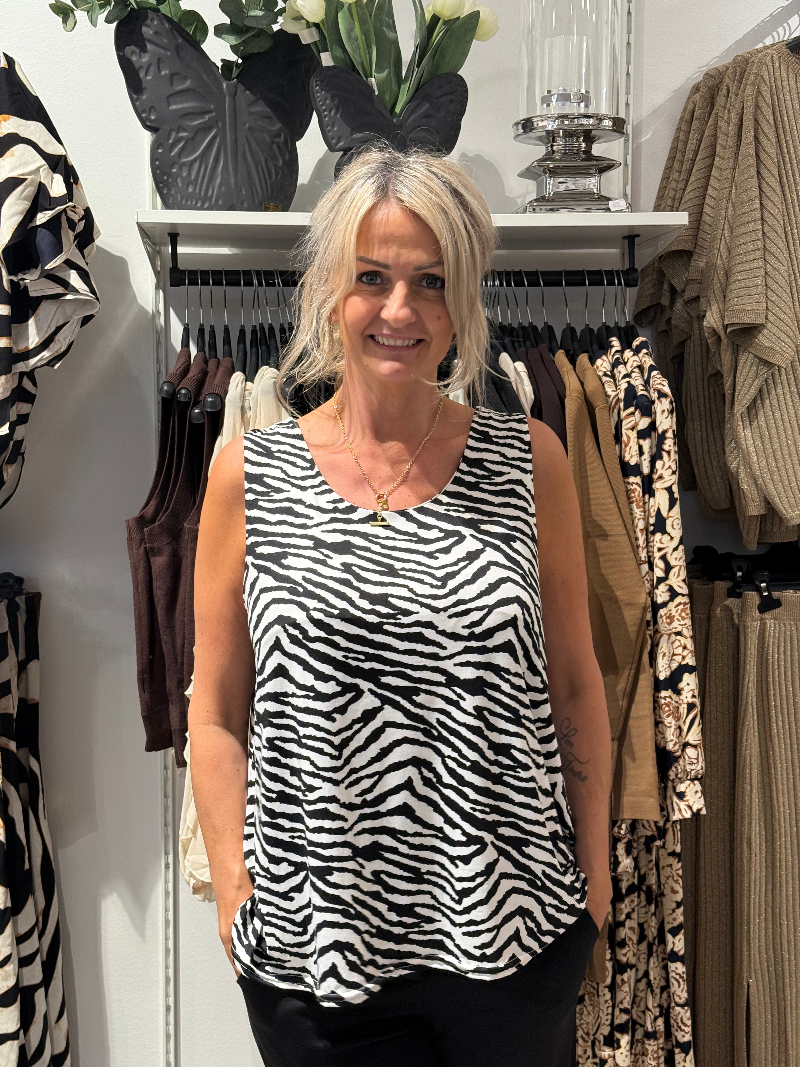A-linje format linne zebra svart/vit