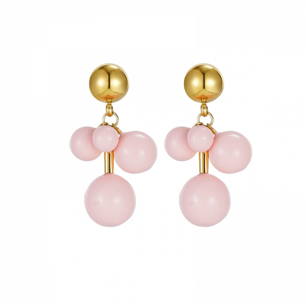 BREA ENAMEL EARRING LT.PINK/GOLD