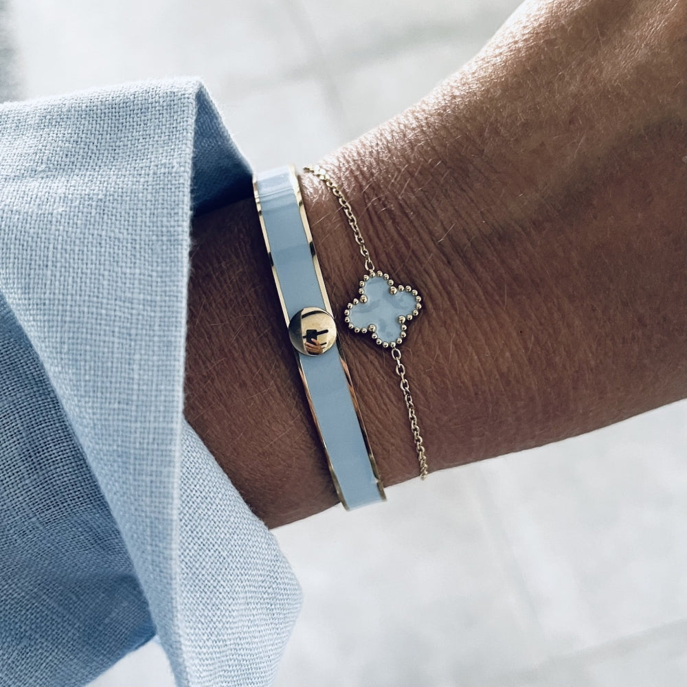CLOVER ENAMEL BRACELET LT.BLUE/GOLD