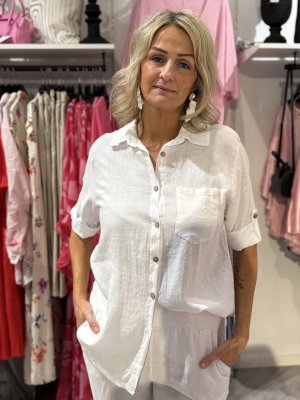 Anette linne skjorta vit