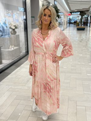 Klänning Noor zebra rosa/beige