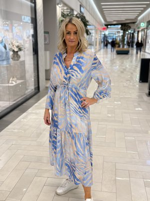 Klänning Noor zebra blå/beige