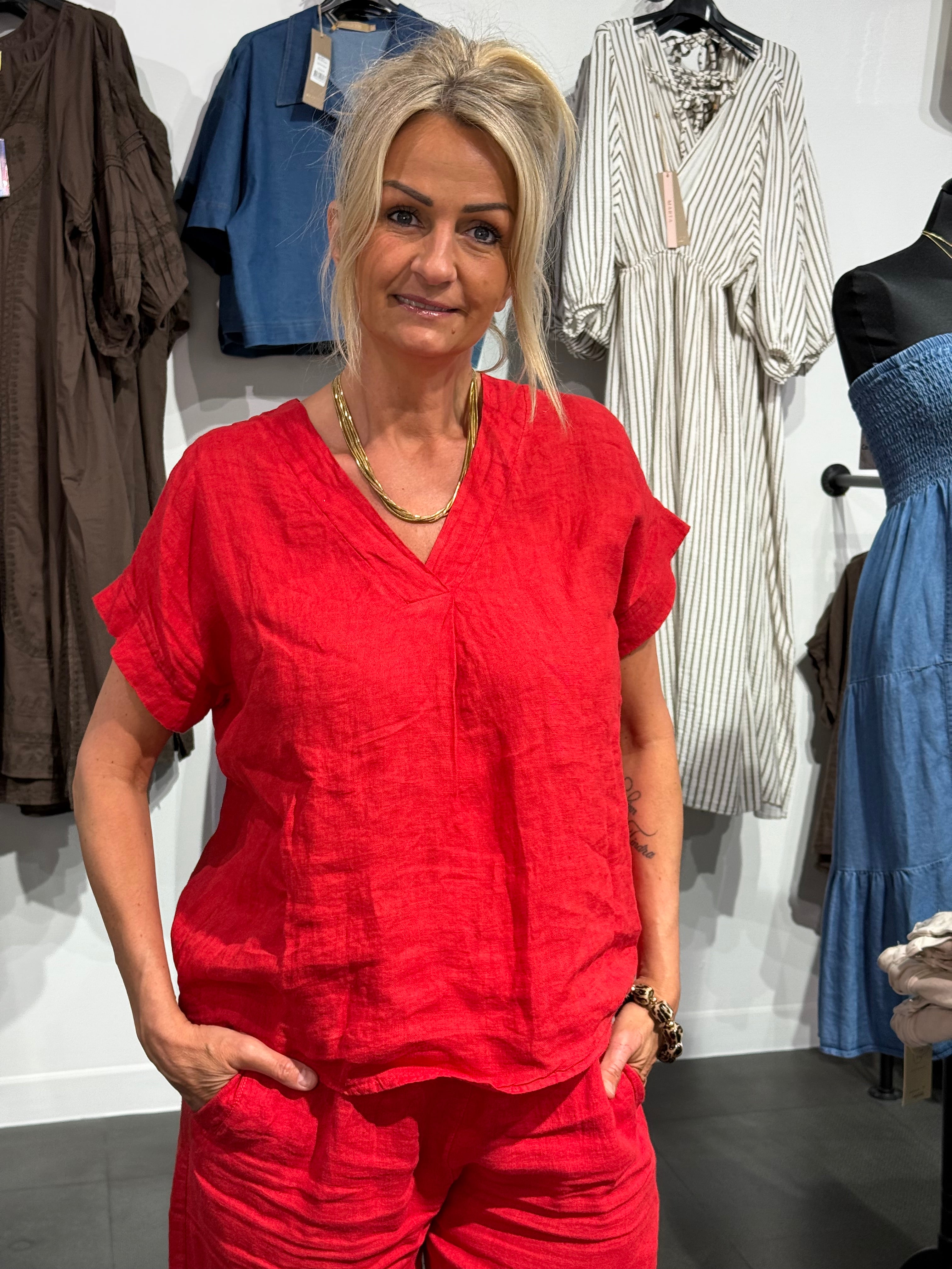MdcBellissima- linne topp röd