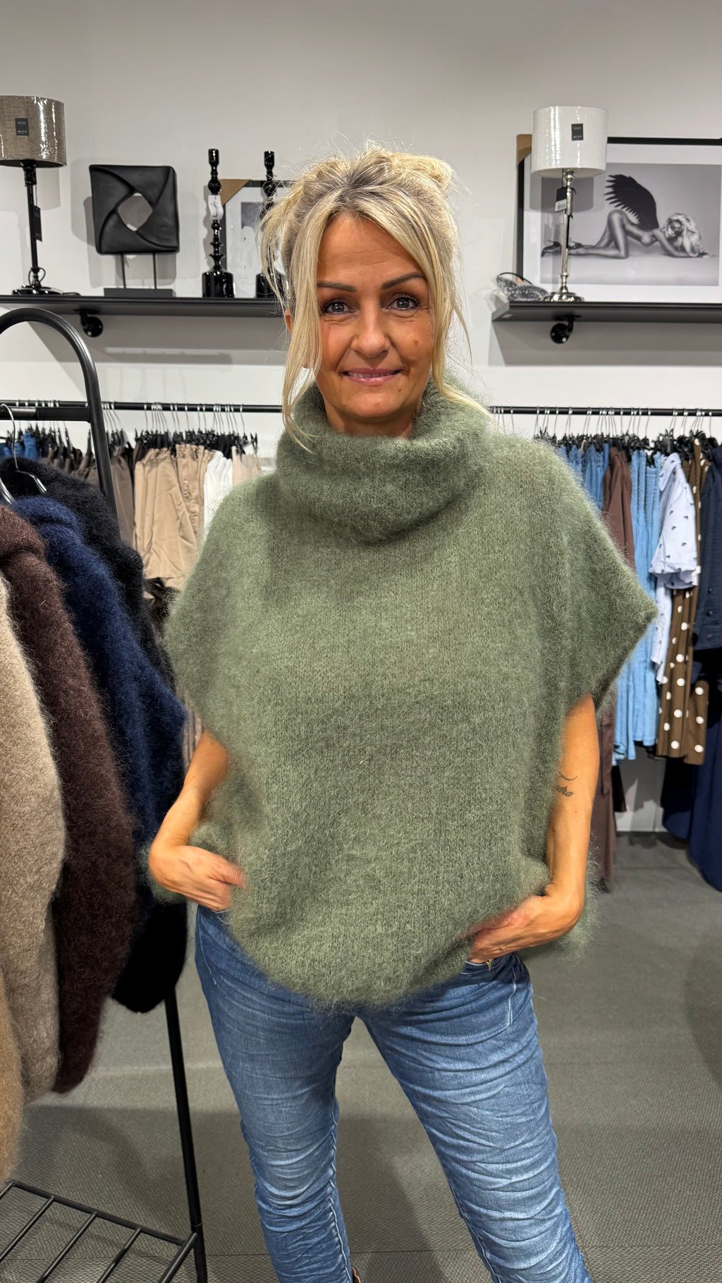 MOHAIR POLO - FOREST GREEN