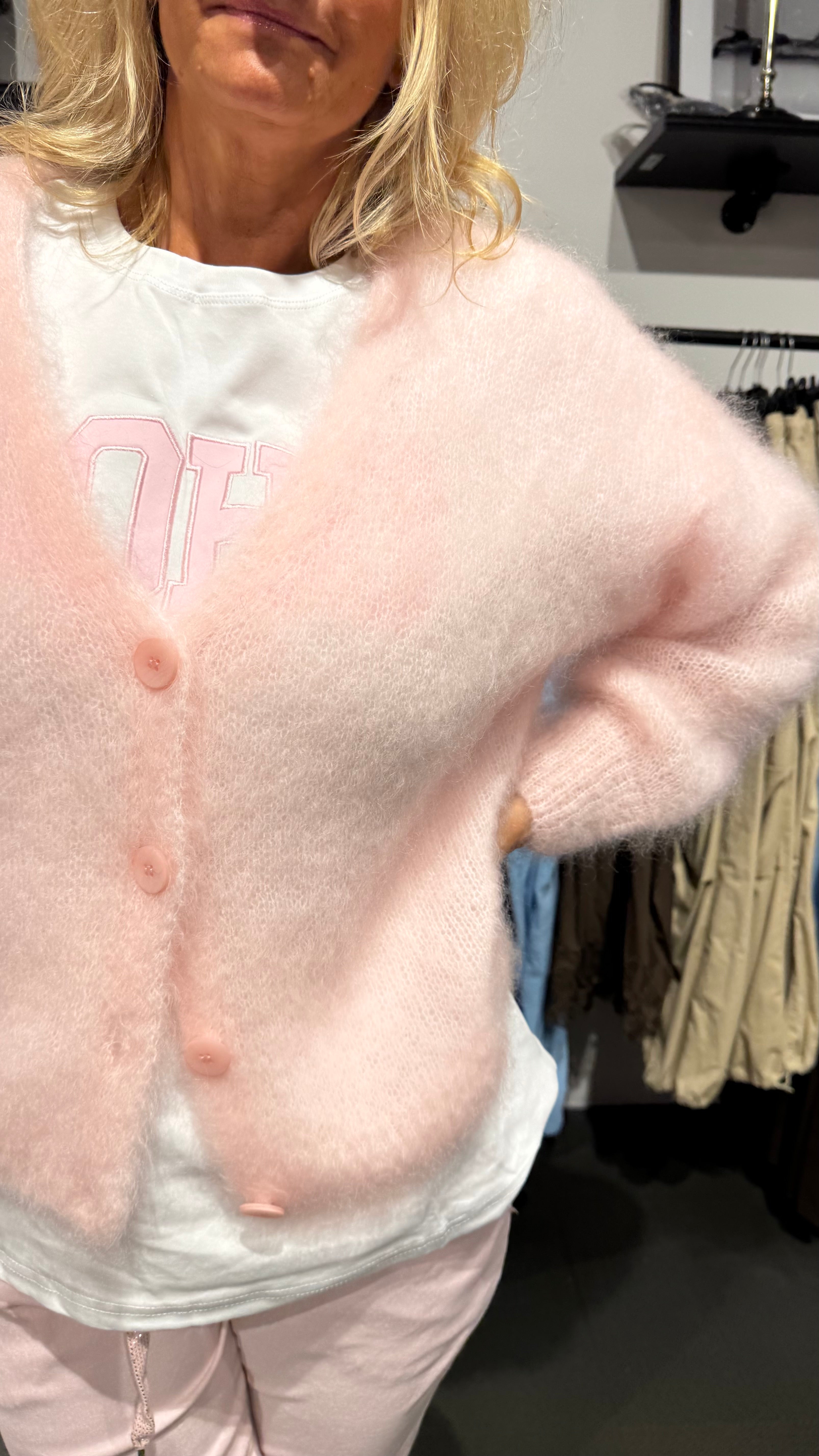 MOHAIR CARDIGAN - BABY PINK