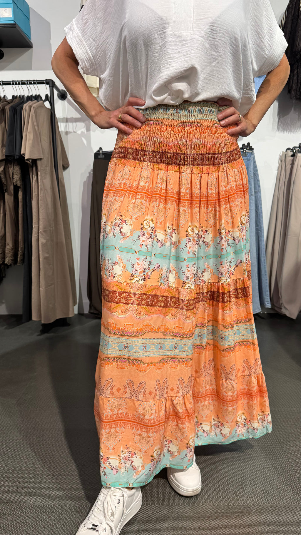 Smock kjol paisleymönster - orange
