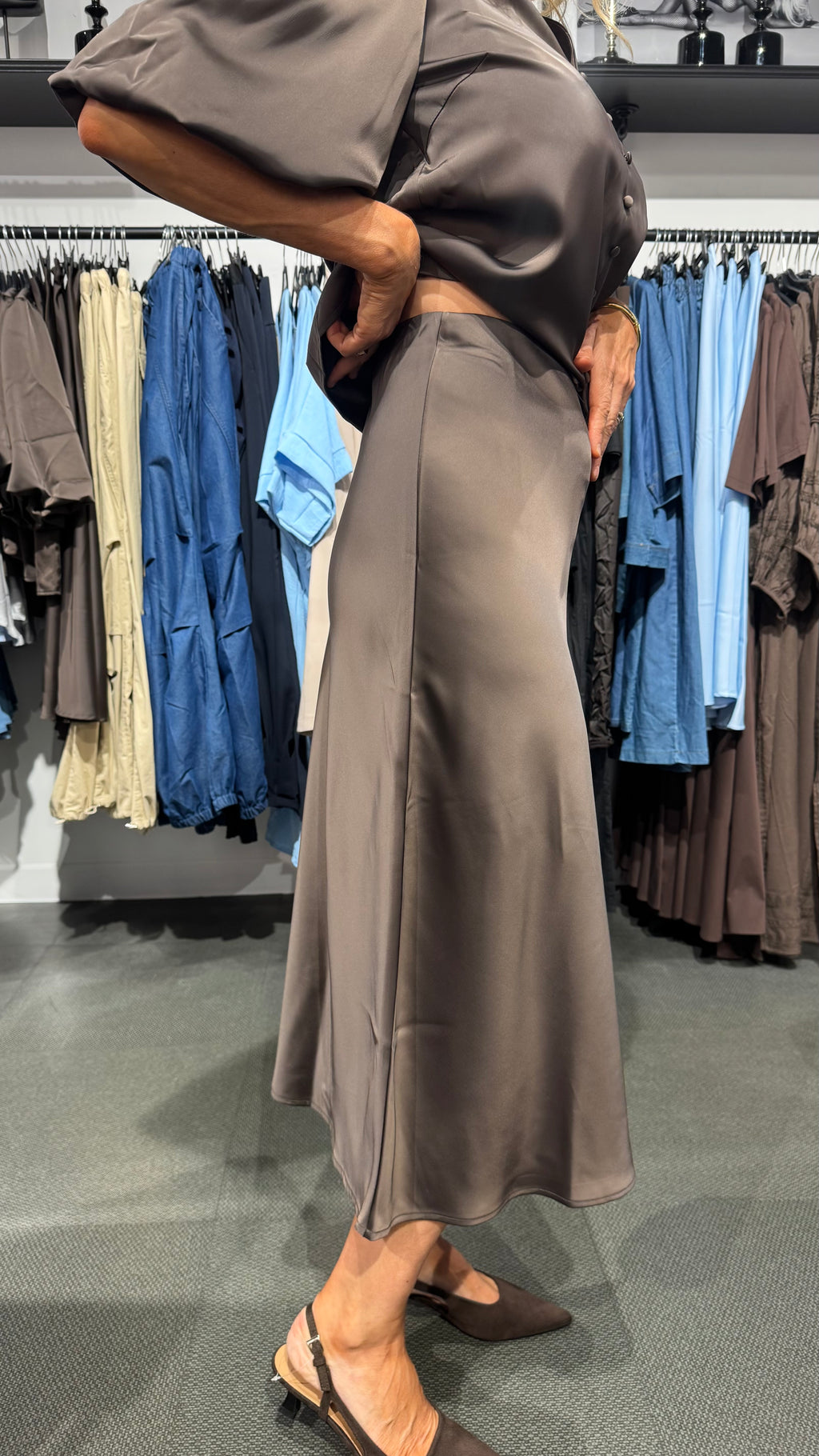 YASPELLA MIDIKJOL - Chocolate Brown
