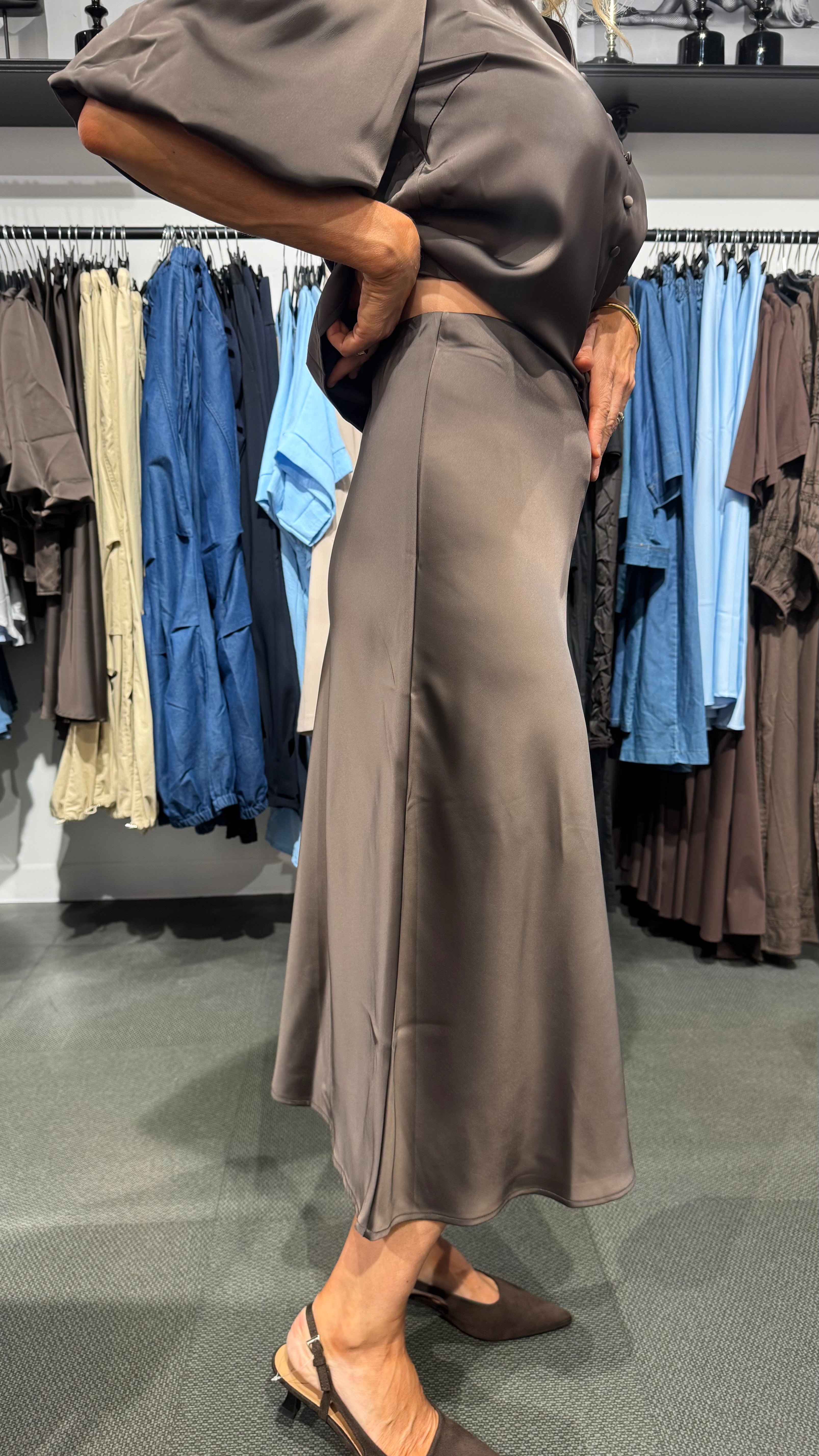 YASPELLA MIDIKJOL - Chocolate Brown