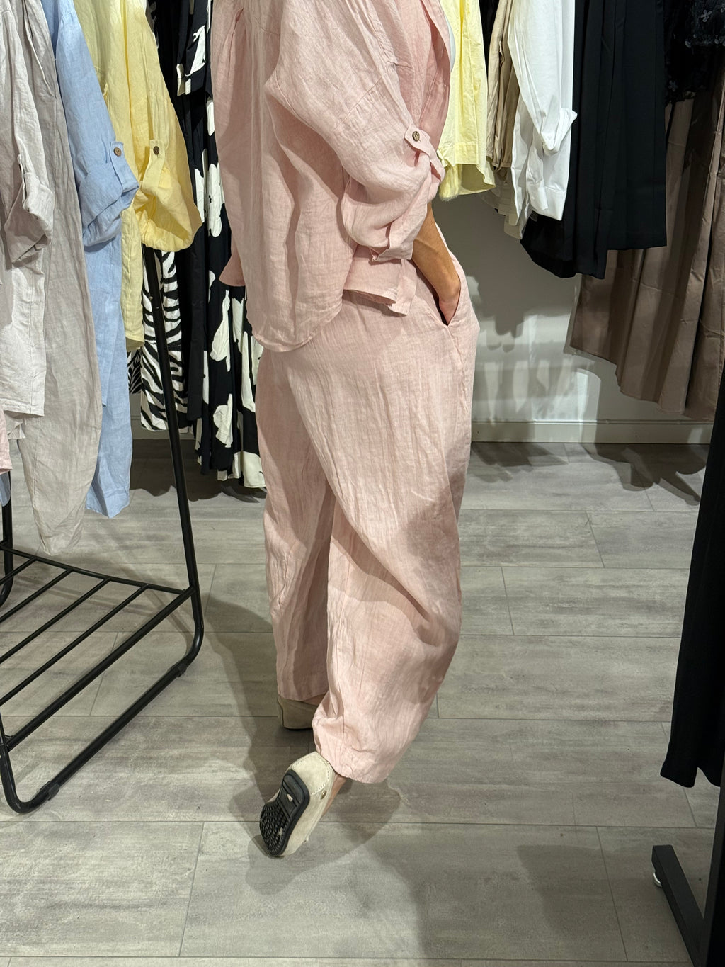 MdcEvra linne ballong byxa- rosa