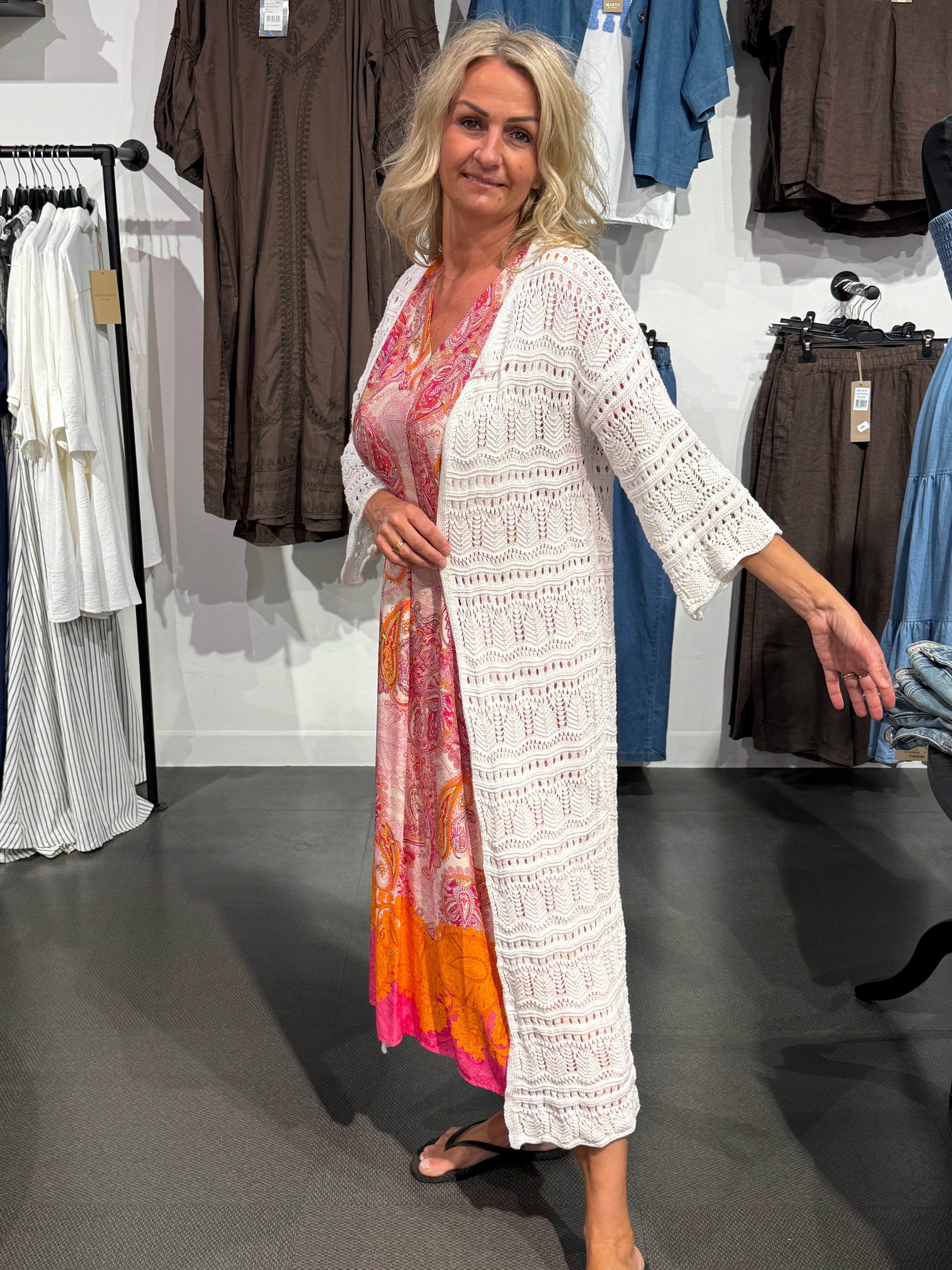 Virkad kaftan- vit
