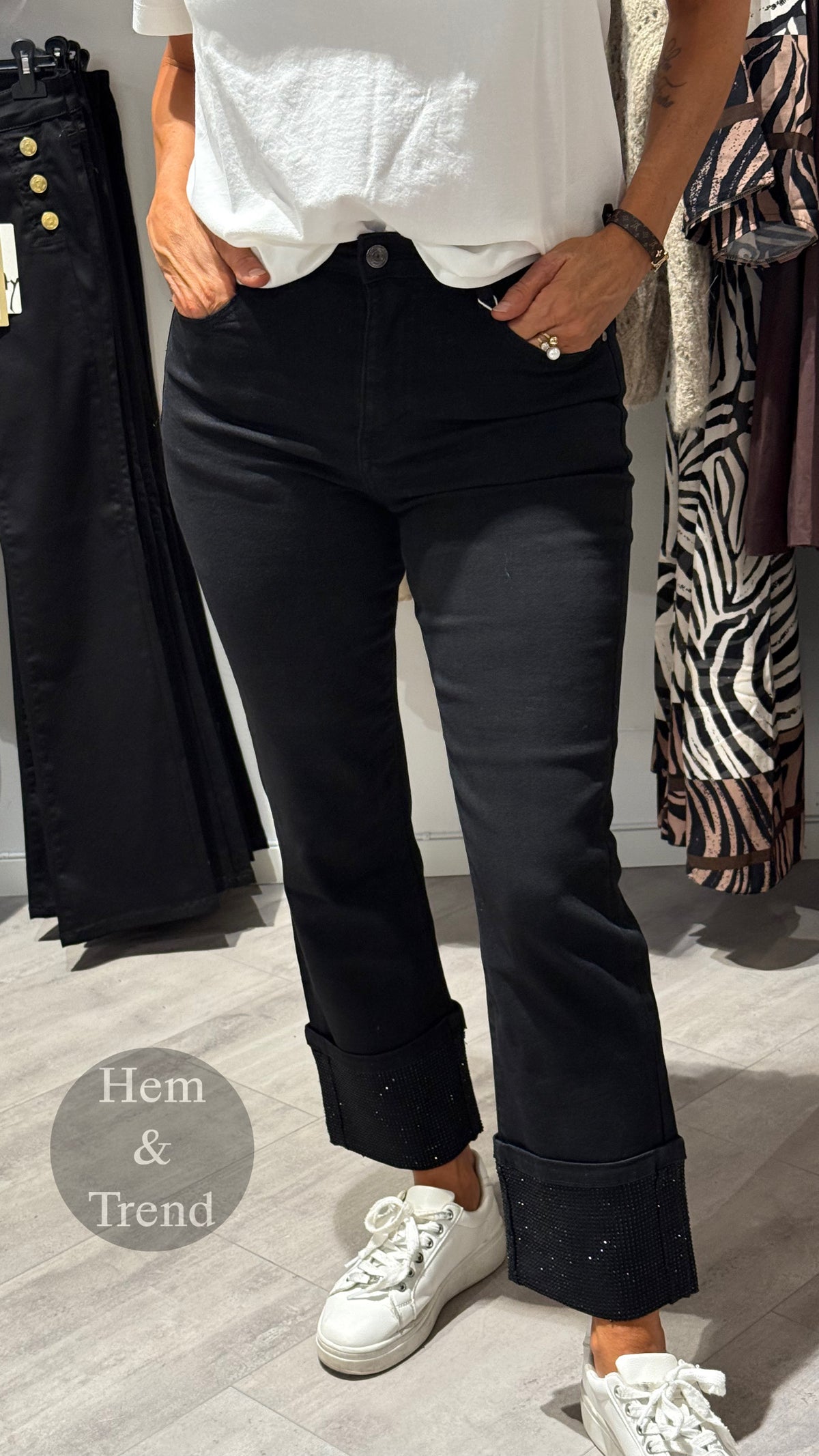 Jeans straight- bling svart
