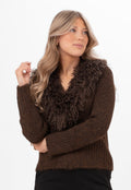LAUREL FUR CARDIGAN ESPRESSO BROWN