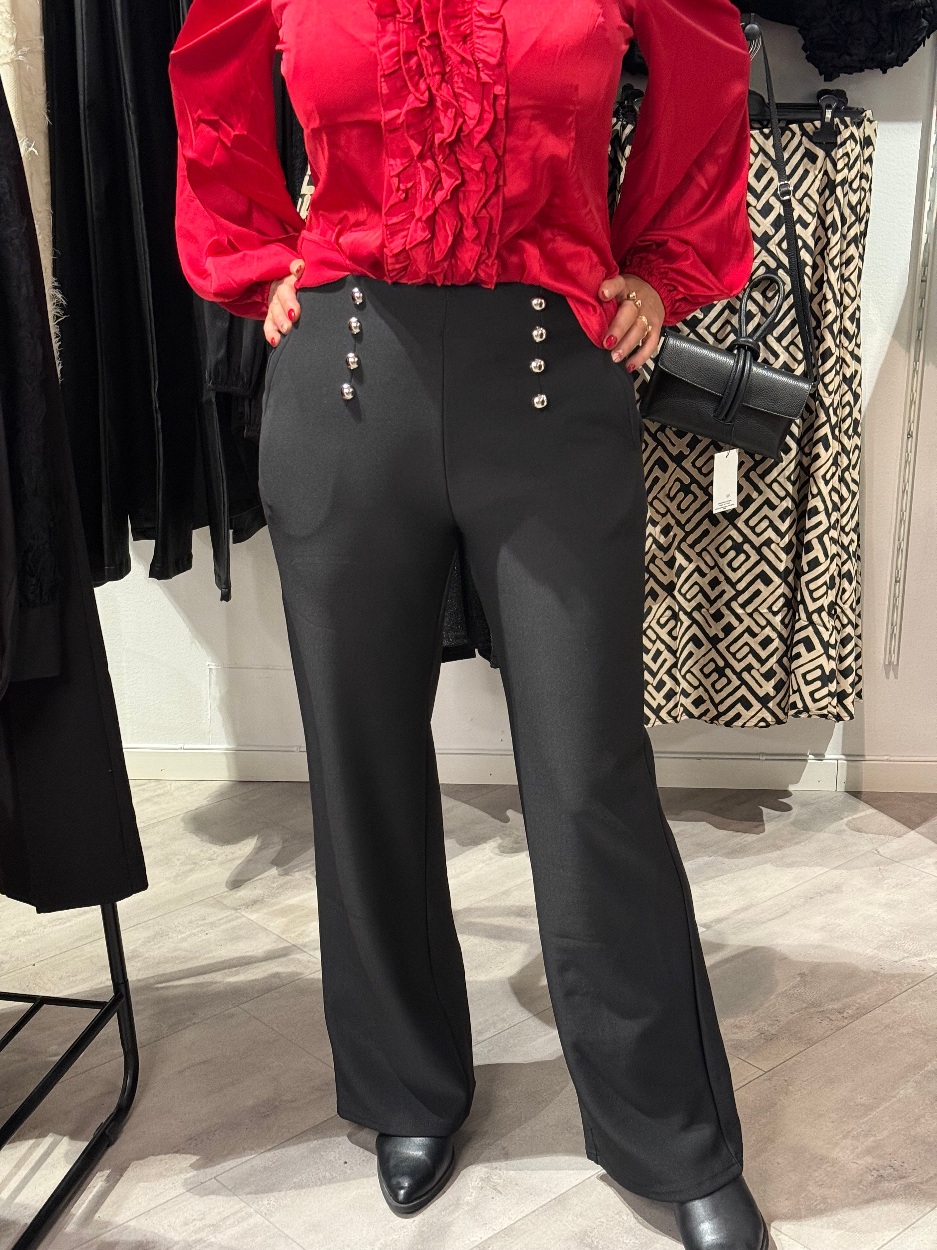 Mjukis kostym byxa svart med silverknappar