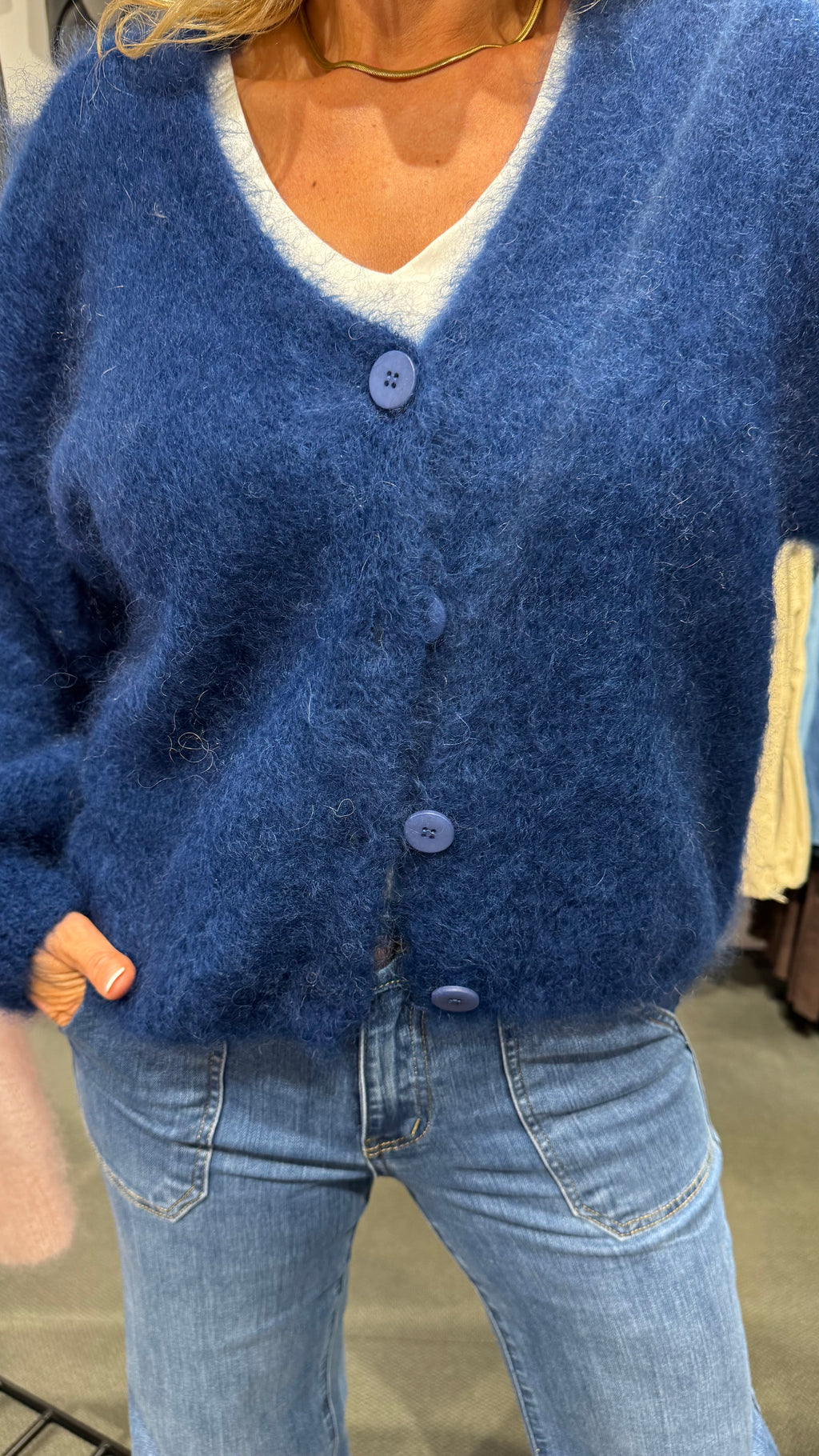 MOHAIR CARDIGAN- MOON BLUE