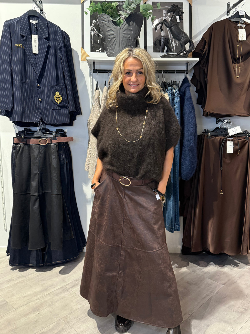 A-LINE SKIRT - BROWN