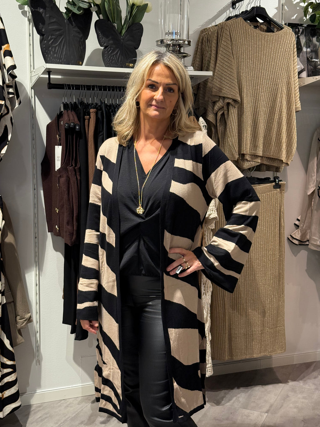 Kofta zebra svart/beige