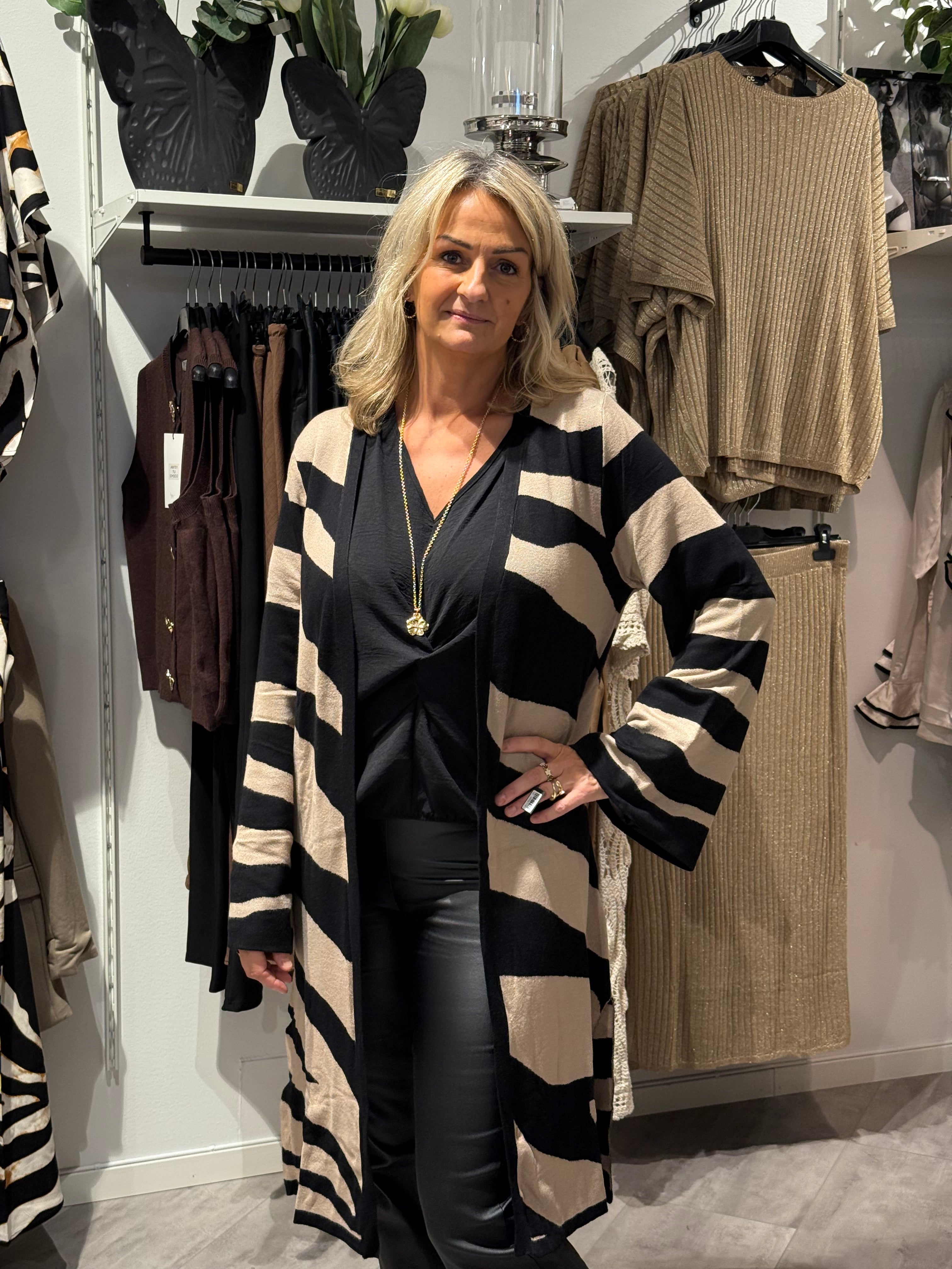 Kofta zebra svart/beige