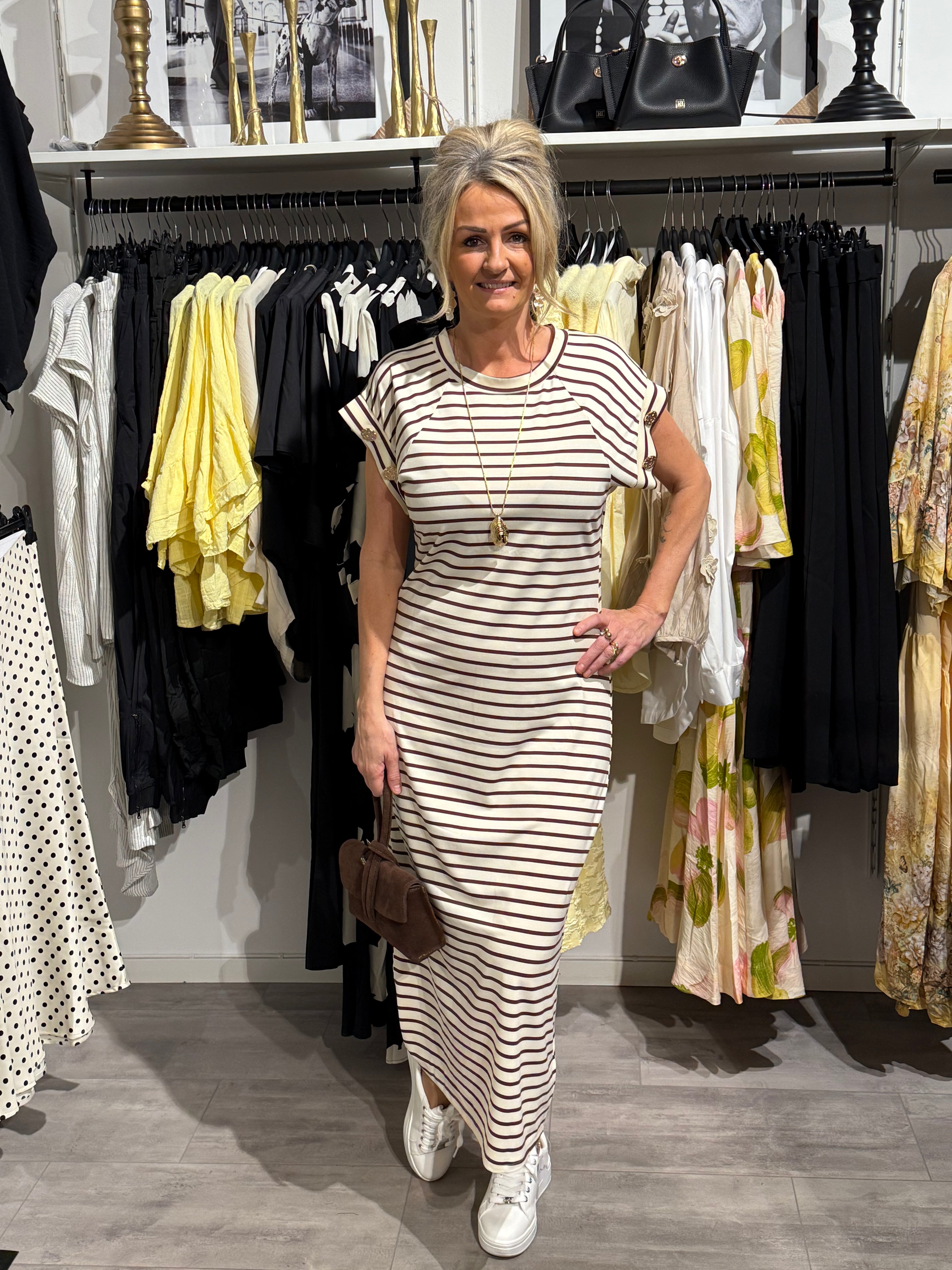 Striped dress- Brown
