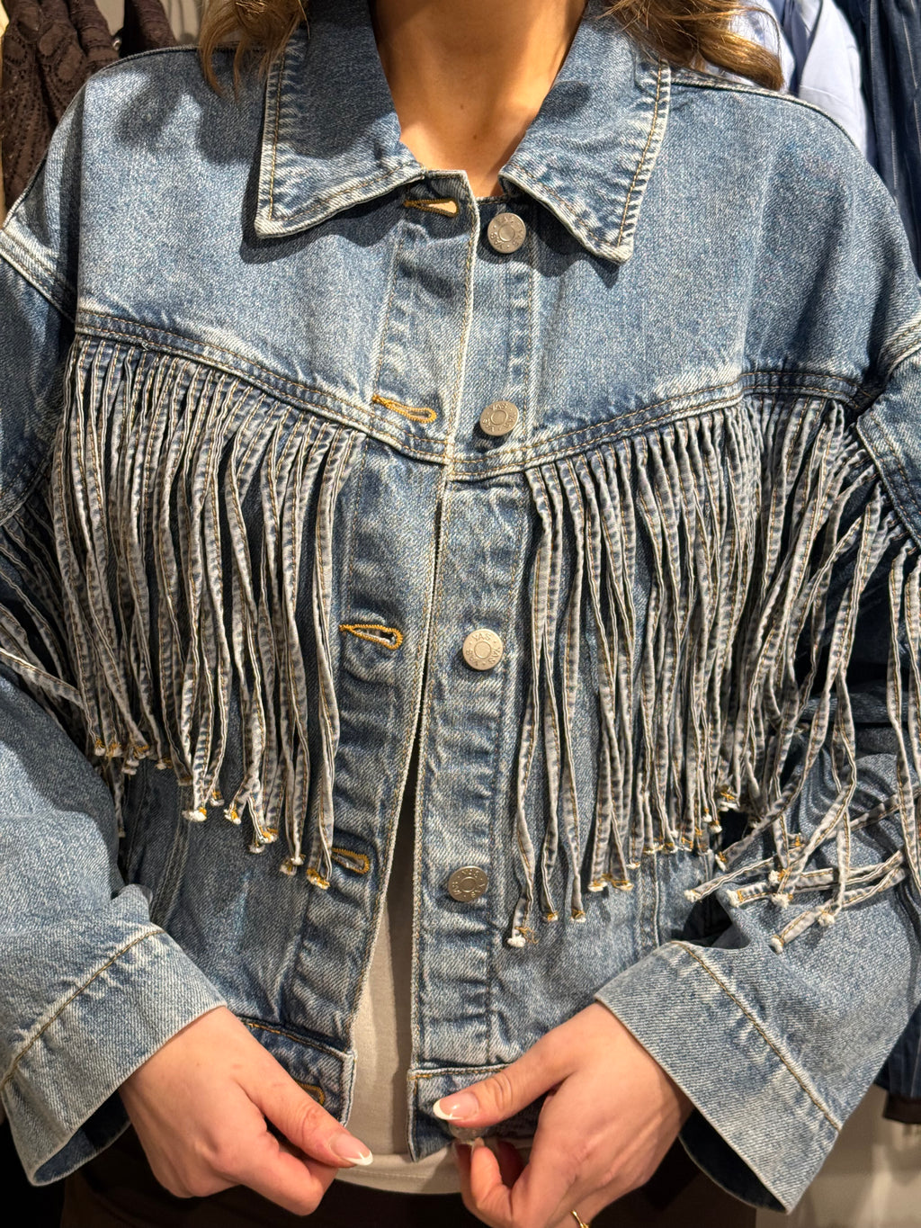 Denim fringe jacket