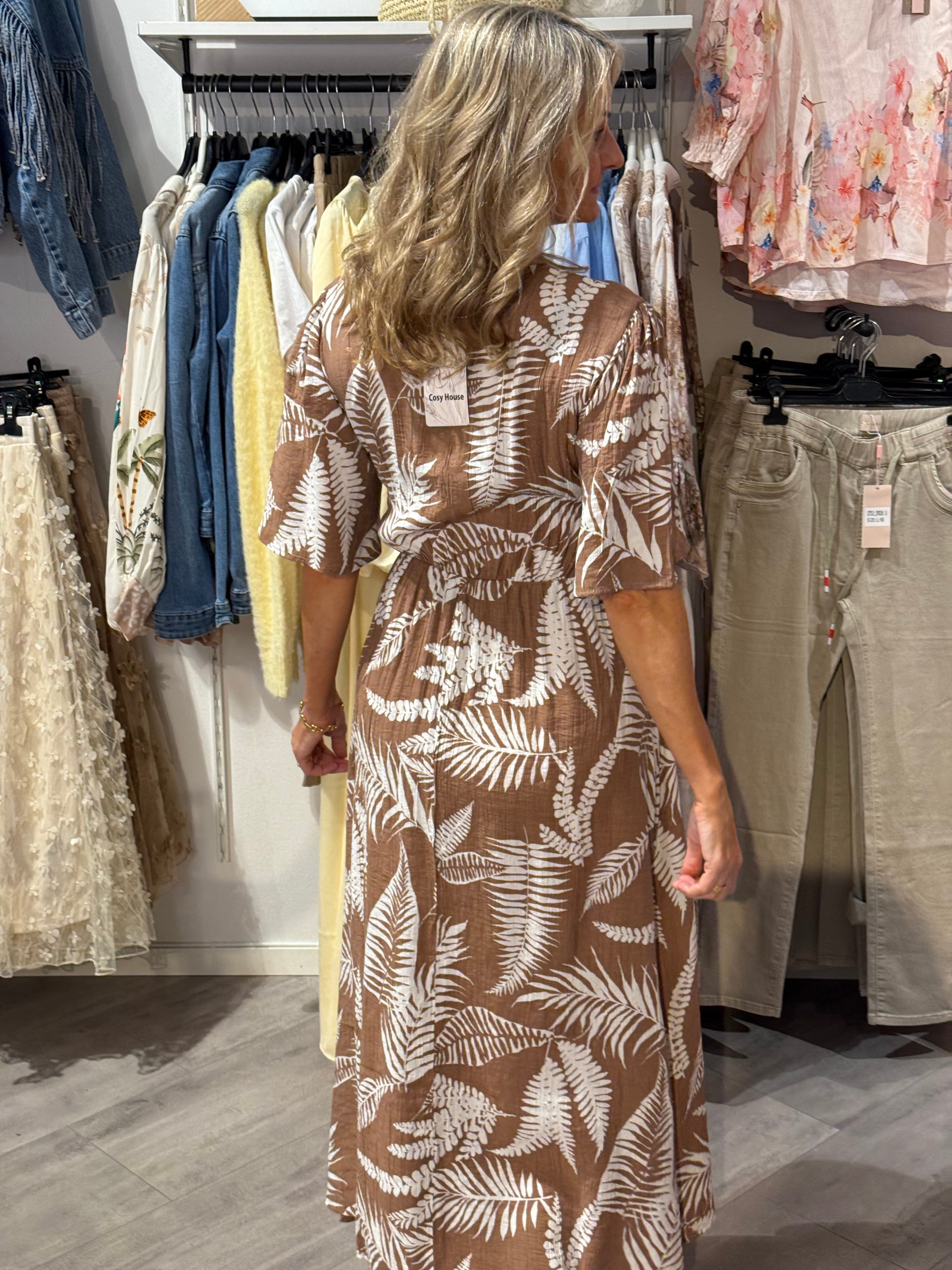 Klänning crepe- brun