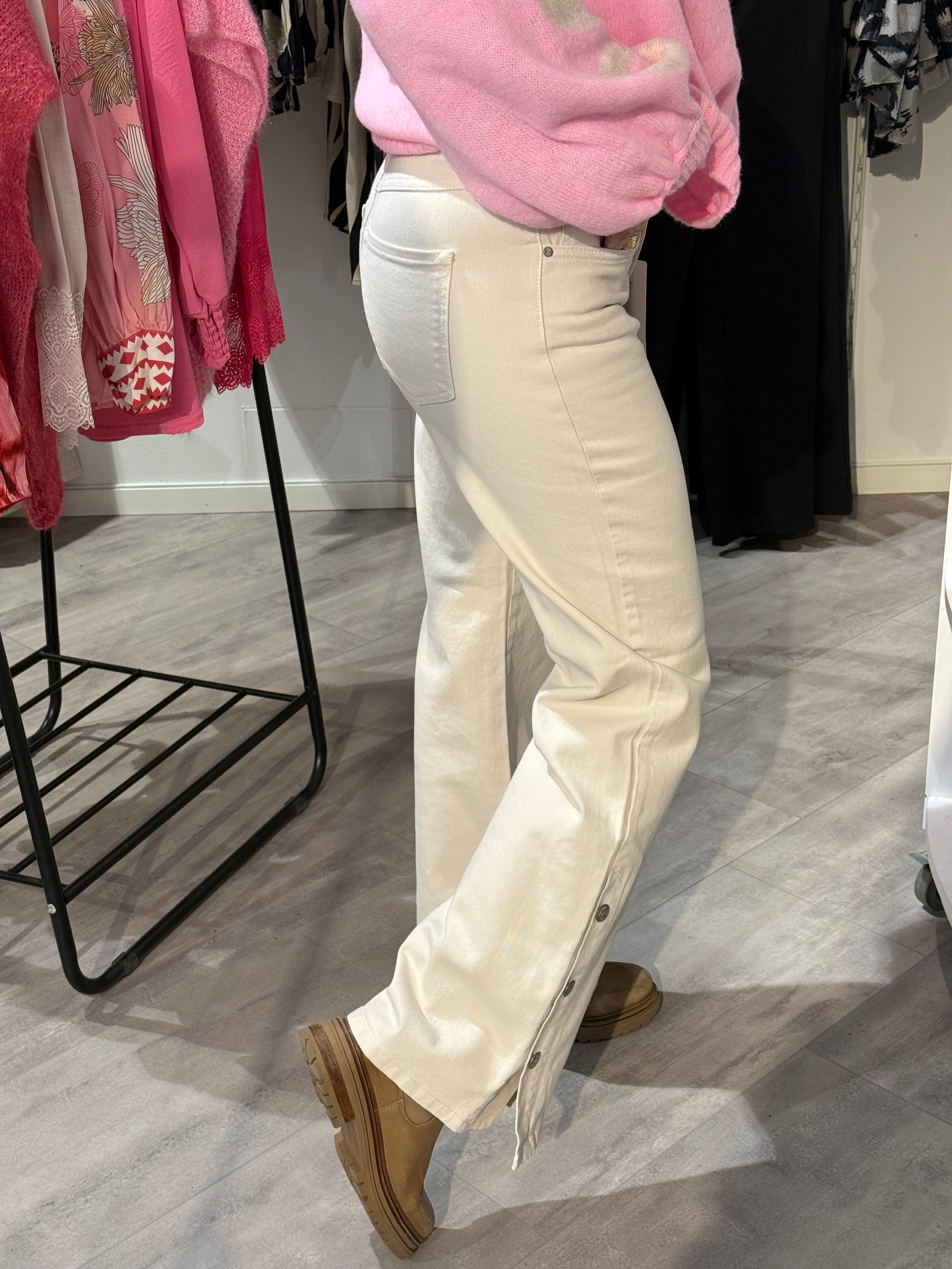 Isay combo twill button pant - beige