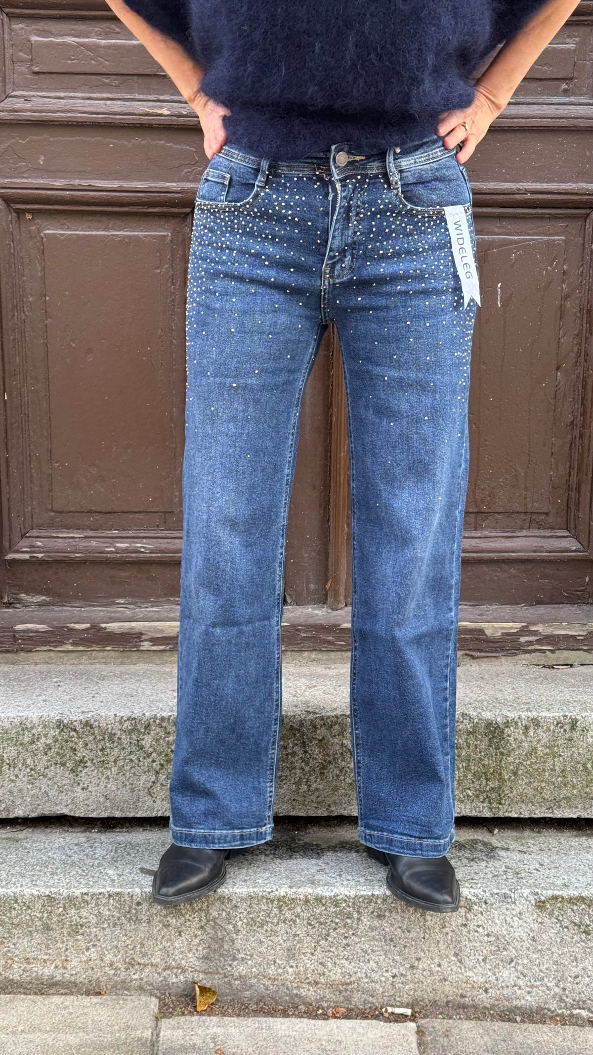 Wideleg jeans - strass denim
