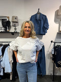 T-shirt med puffärm - vit