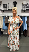 Klänning med blommor - orange