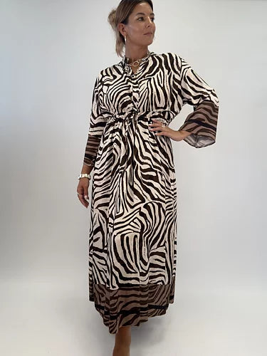 Klara maxi dress zebra brun