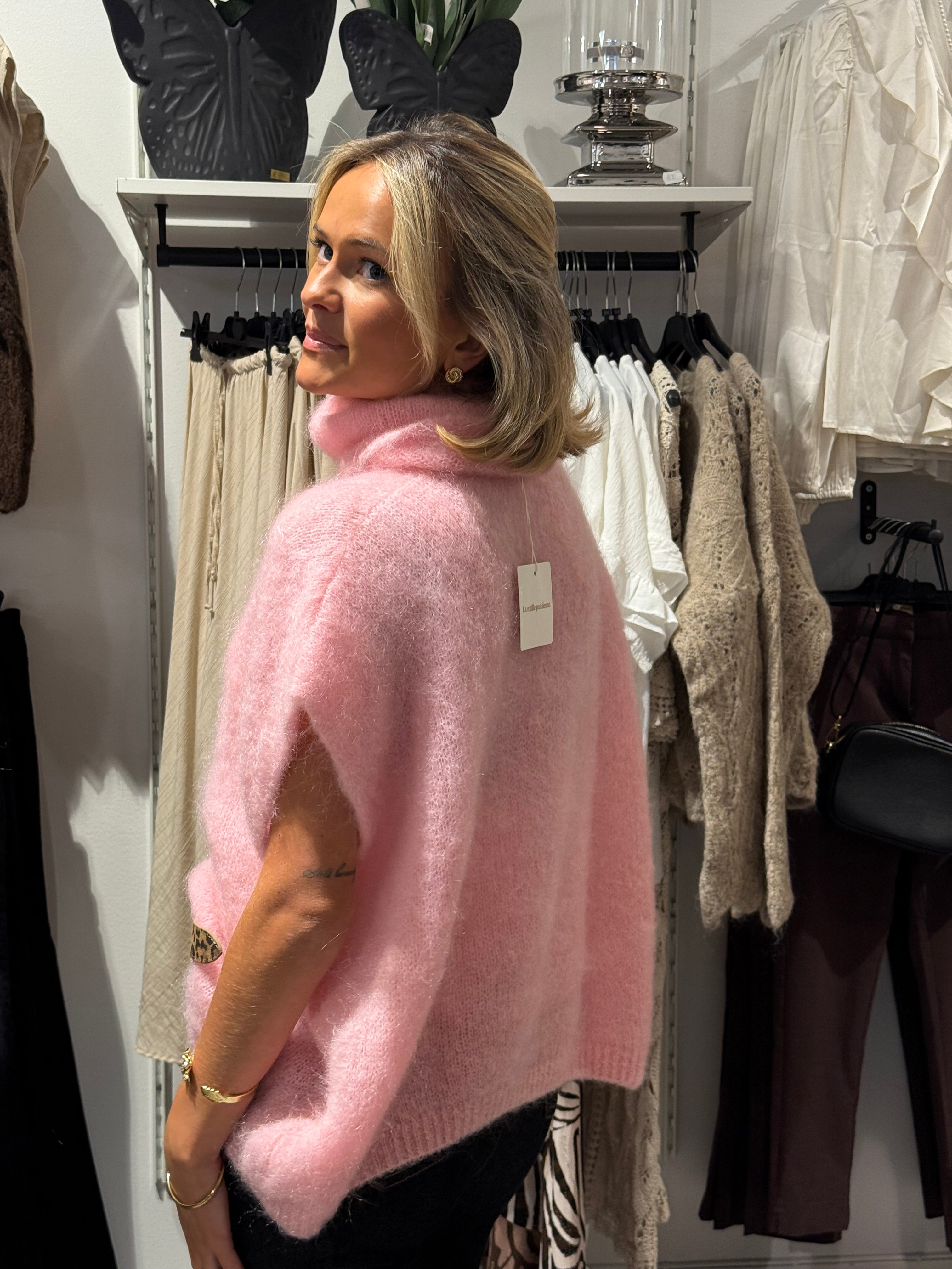 MOHAIR POLO-baby pink