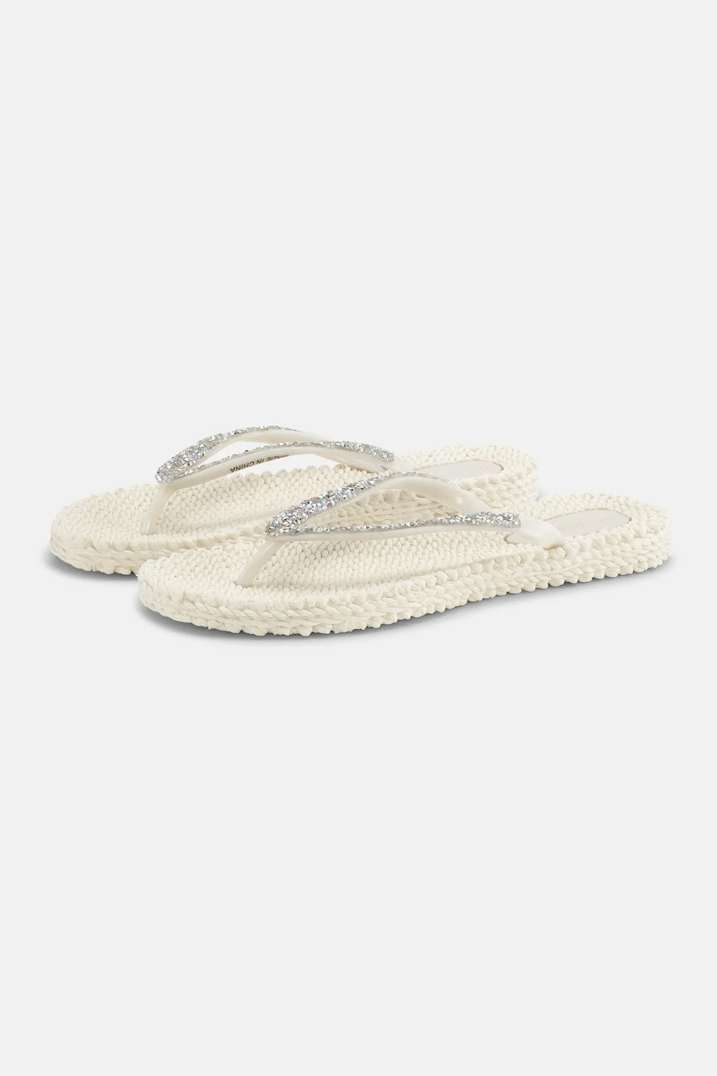 Flip Flops With Rhinestones - Creme