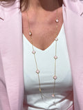 CLOVER MULTI LONG NECKLACE PINK/GOLD