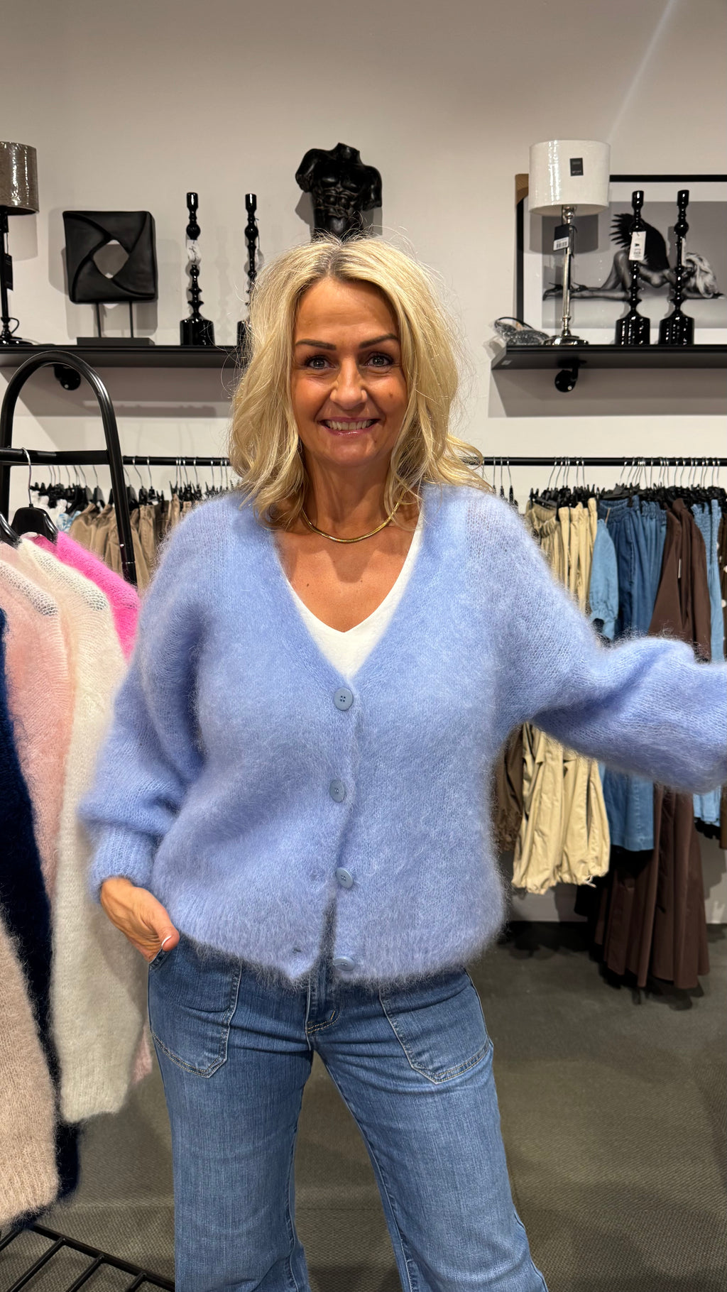 MOHAIR CARDIGAN- BABY BLUE