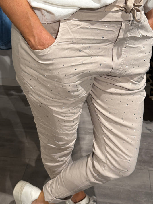 Mirakelbyxa bling beige