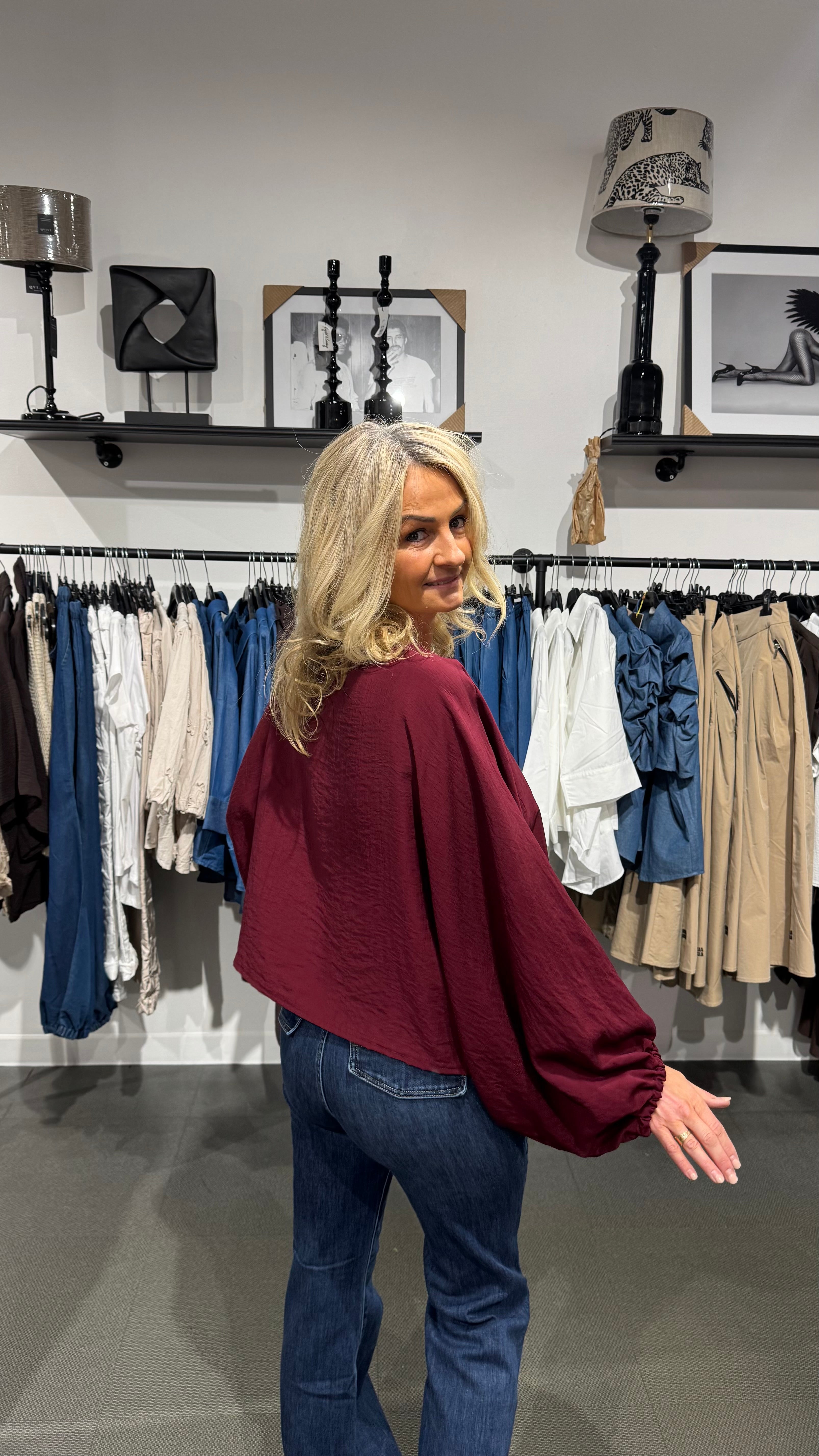 Poncho blus Lisa - vinröd
