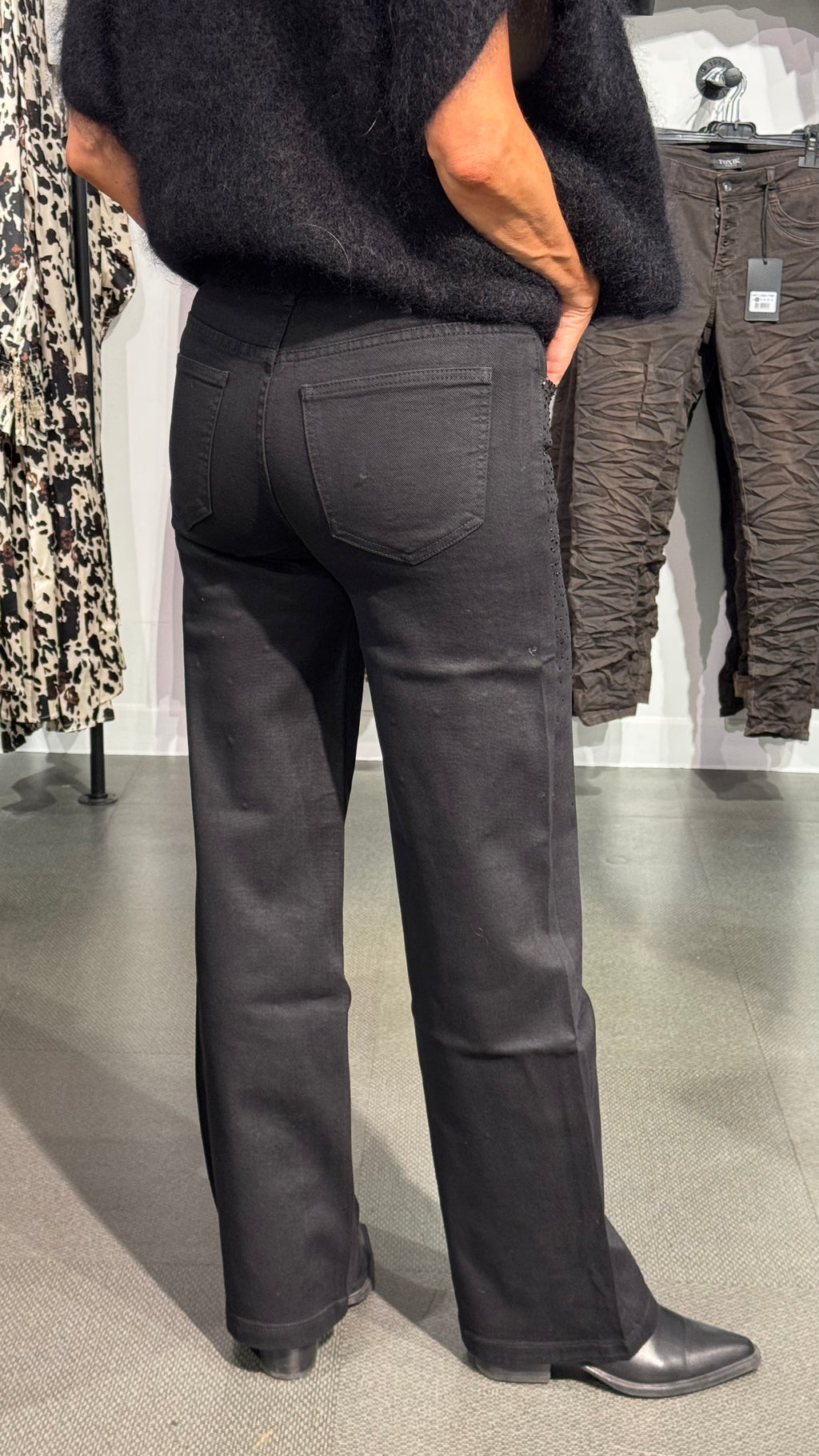 Wideleg jeans - strass svart