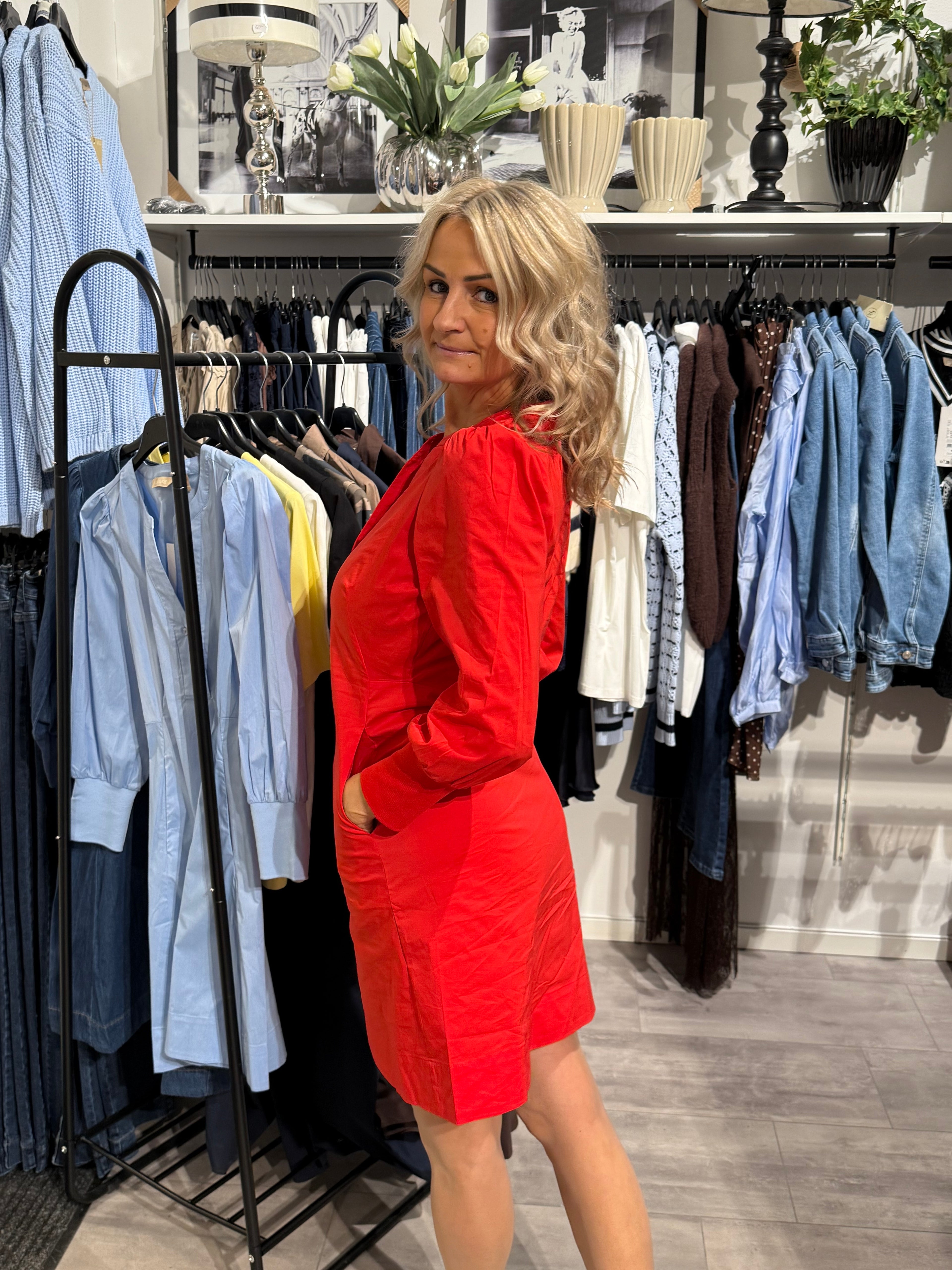 CUKIEA ANTOINETT 3/4 RIB DRESS - Fiery Red - Red