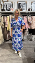 Klänning crepe - flower Blue