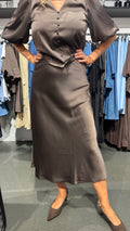 YASPELLA MIDIKJOL - Chocolate Brown