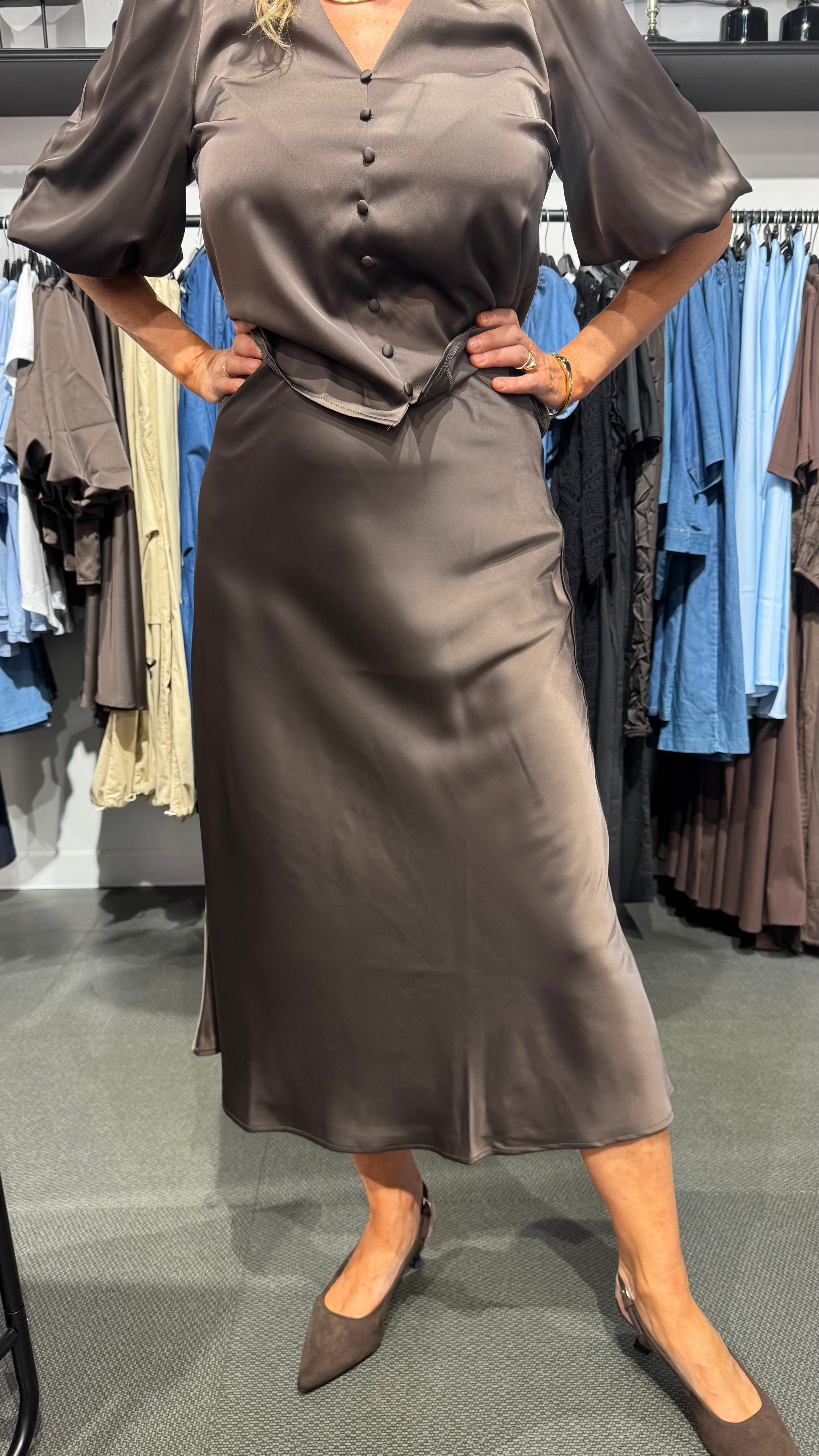 YASPELLA MIDIKJOL - Chocolate Brown